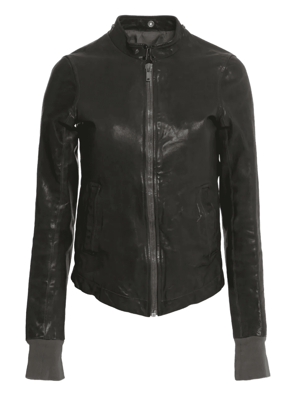zip-up leather jacket - Image 1