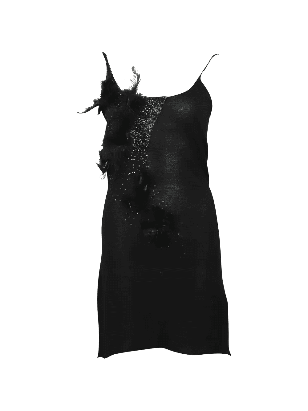 sequins feather-detail mini dress - Image 1