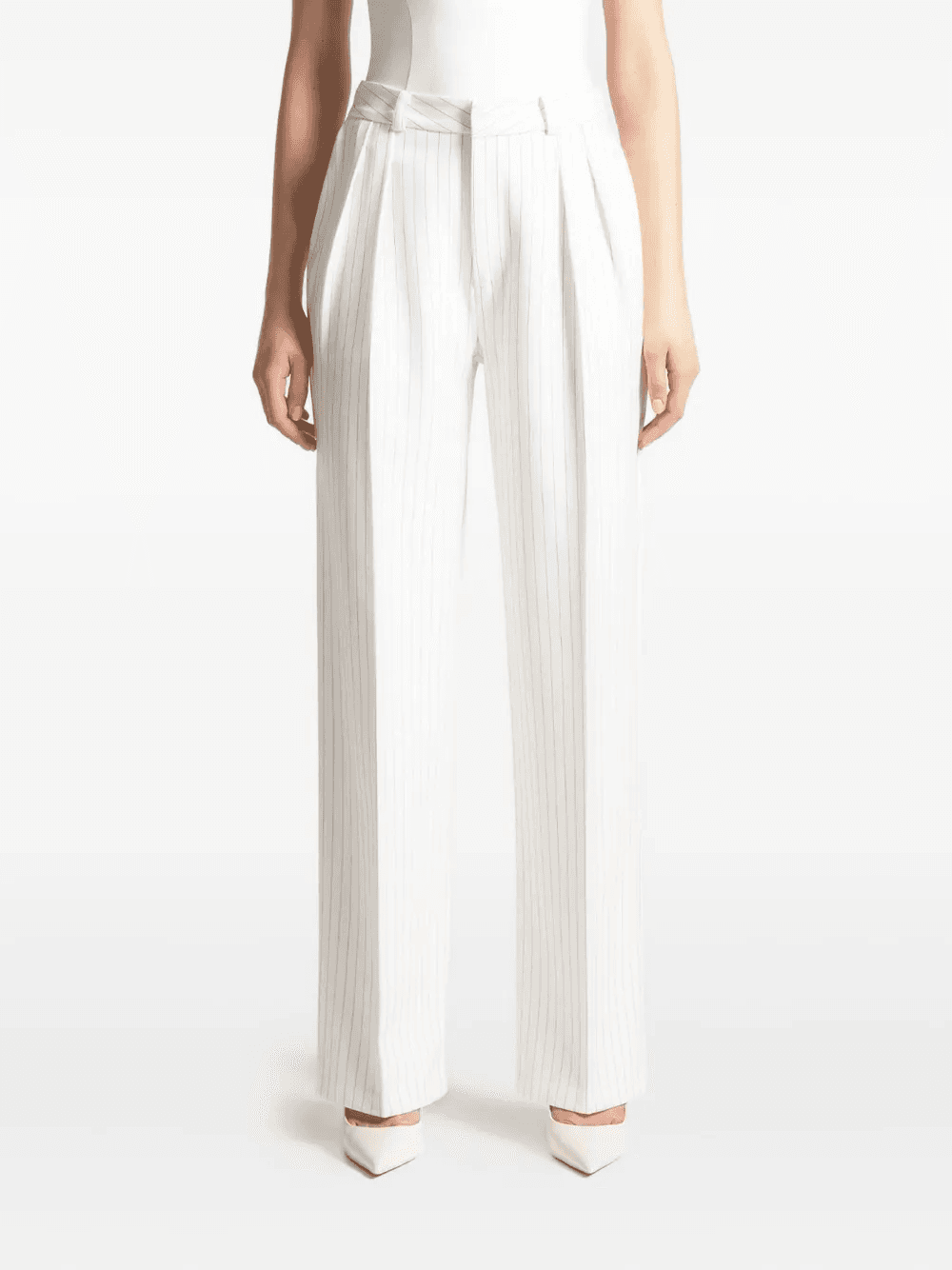 Julie pinstripe twin-pleat tailored trousers - Image 1