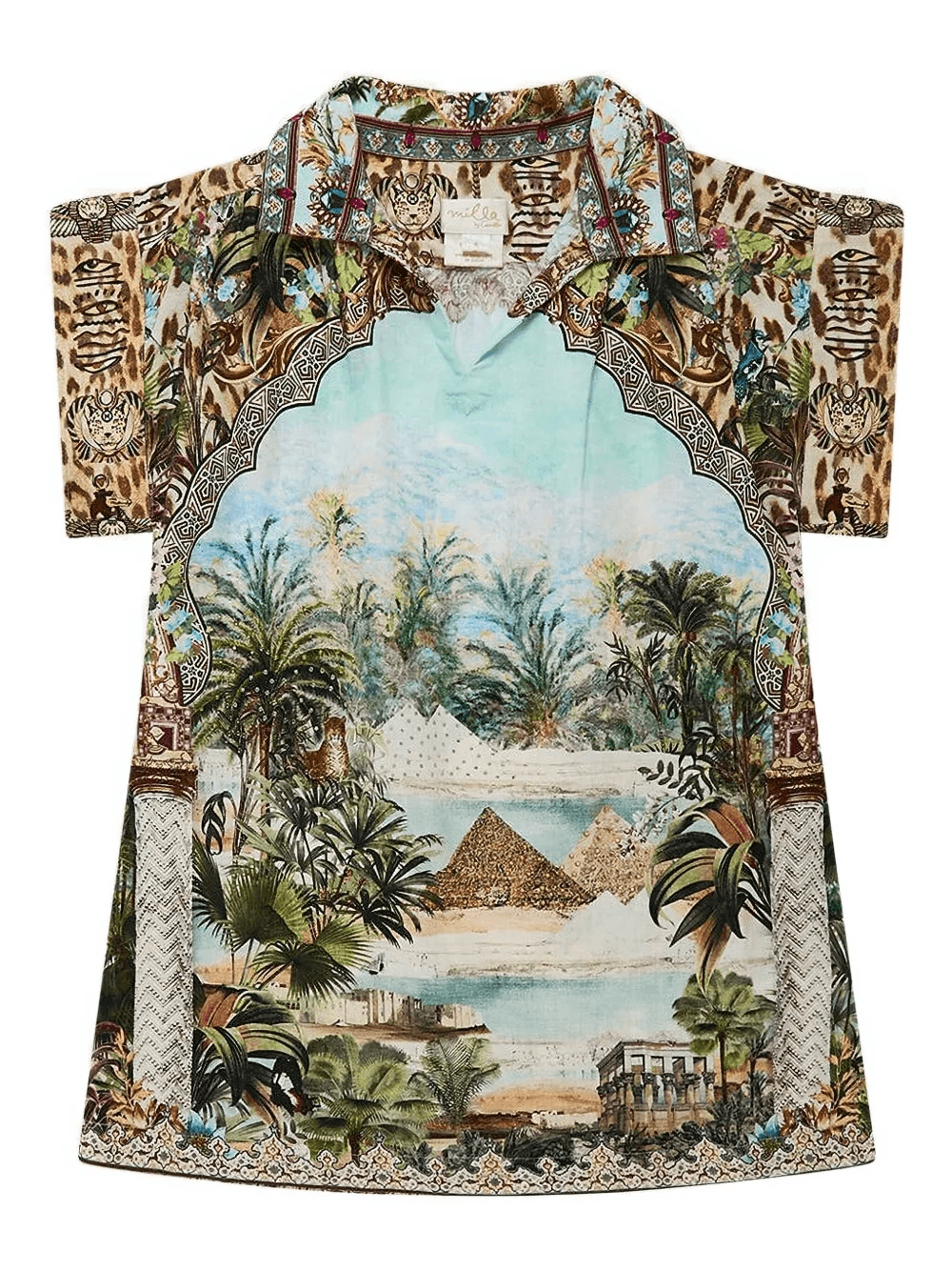 short-sleeve pyramid-print dress - Image 1