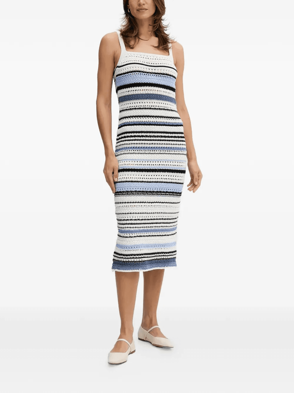 striped crochet midi dress - Image 1