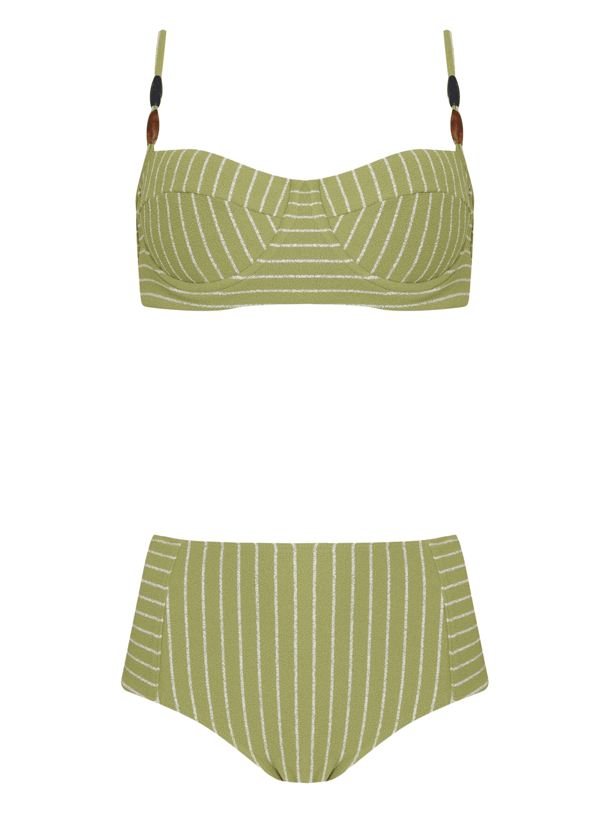 beaded-strap striped bikini - Image 1