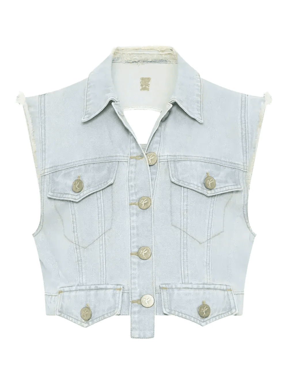 buttoned logo denim waistcoat - Image 1