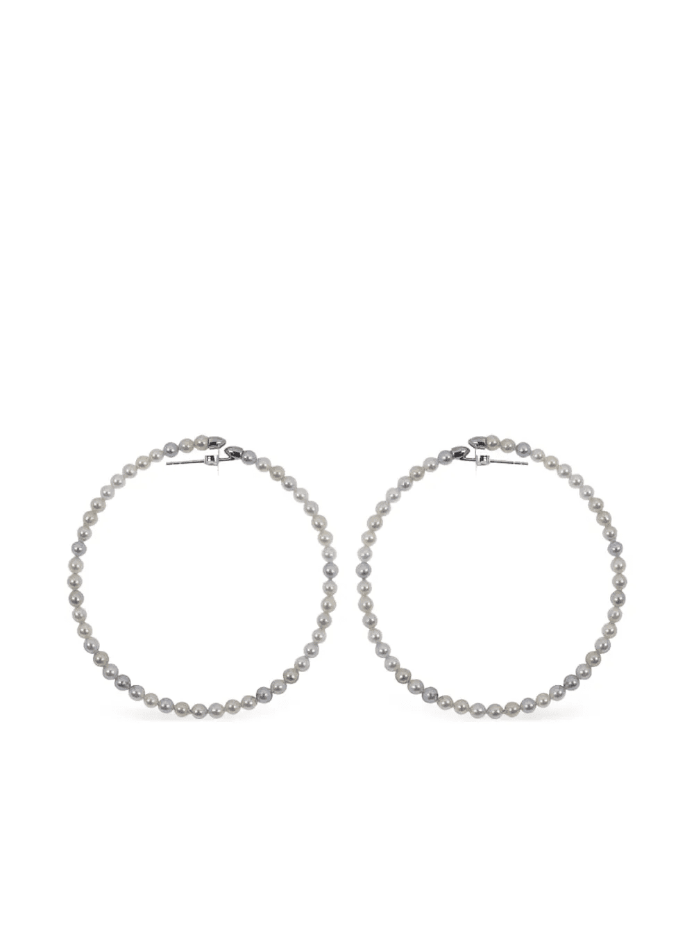 14K white gold Akoya pearl hoop earrings - Image 1