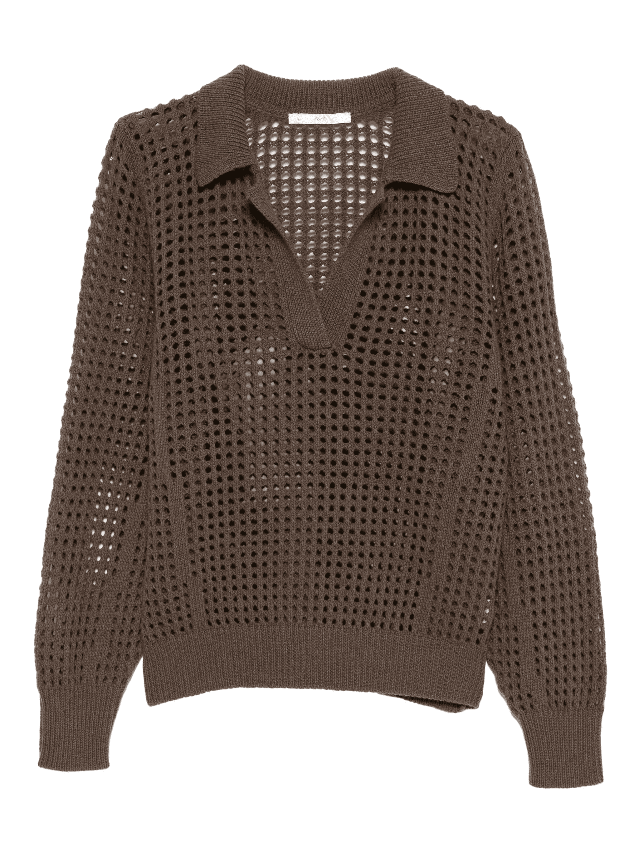 openwork polo-collar knitted top - Image 1