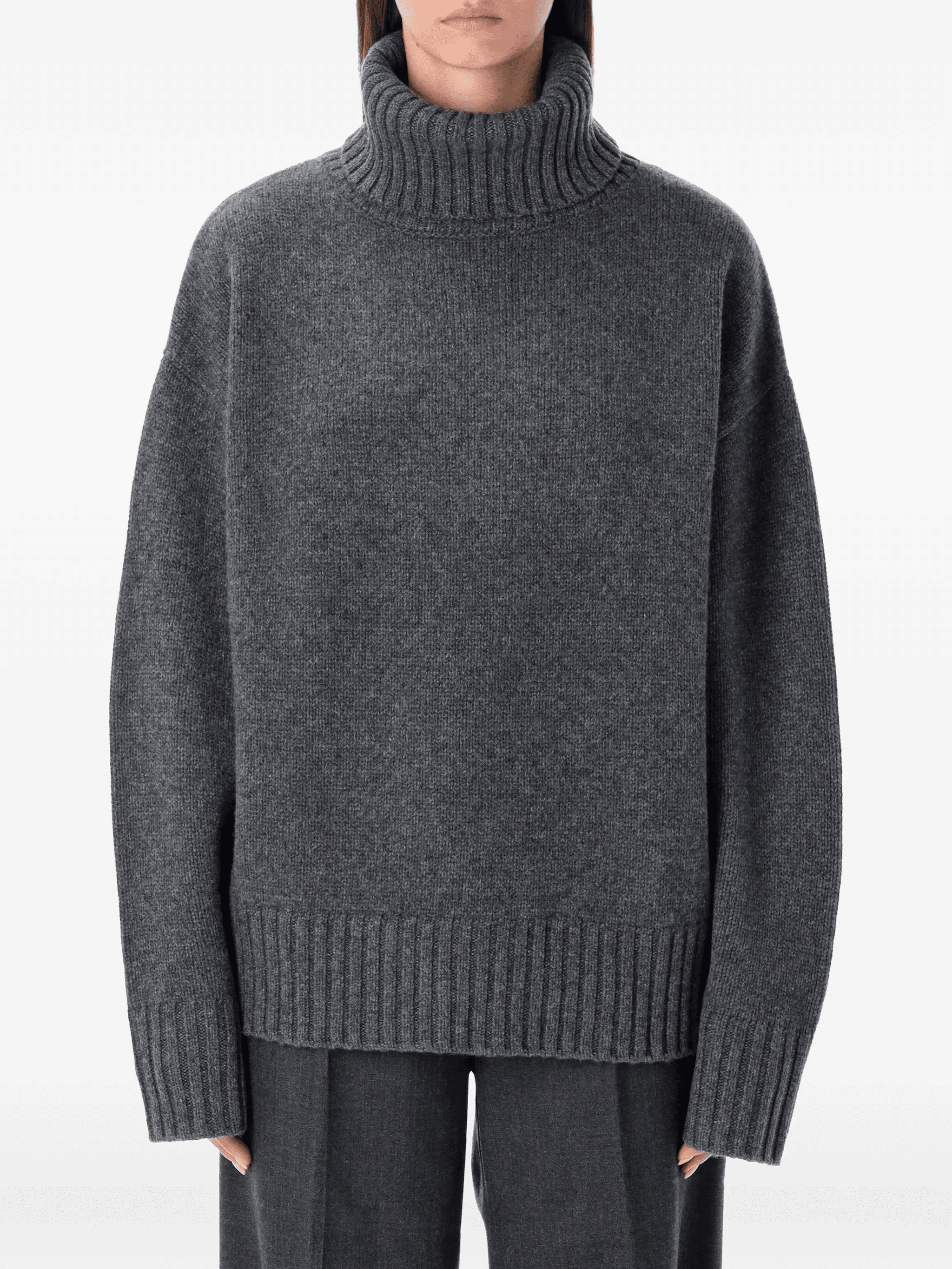 turtleneck ribbed-hem sweater - Image 1