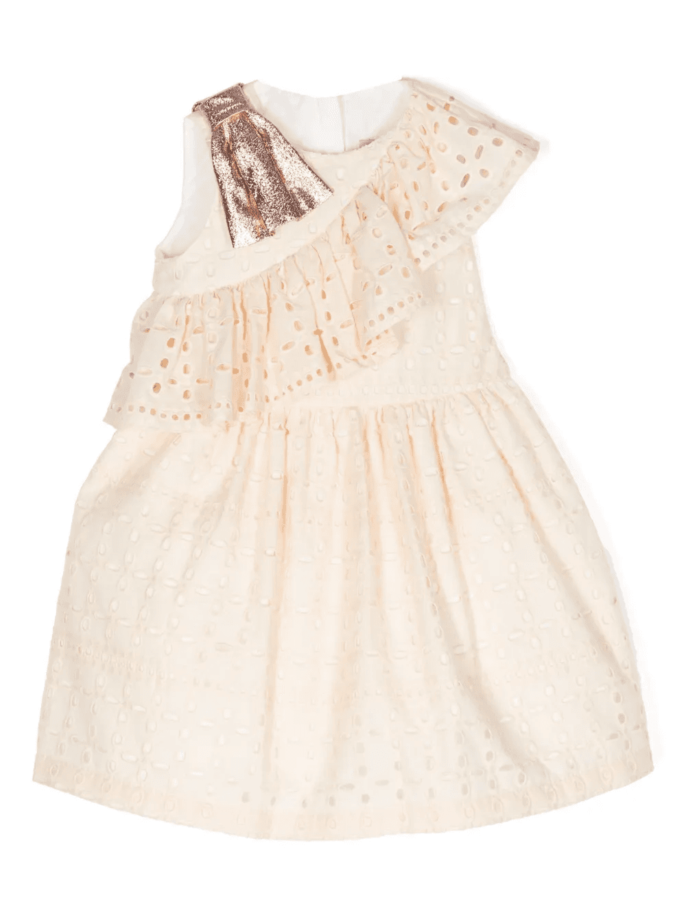 asymmetric broderie-anglaise midi dress - Image 1