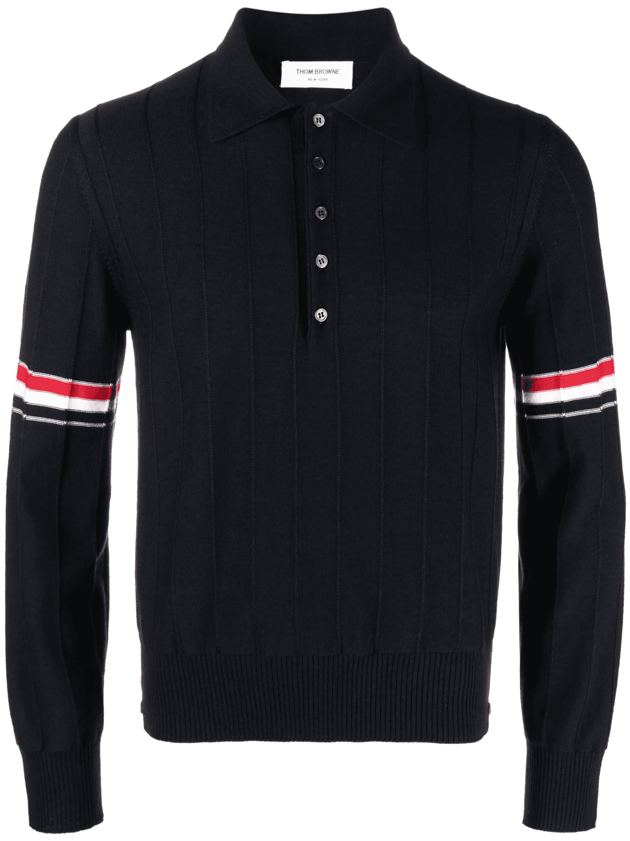 RWB-stripe knitted polo shirt - Image 1