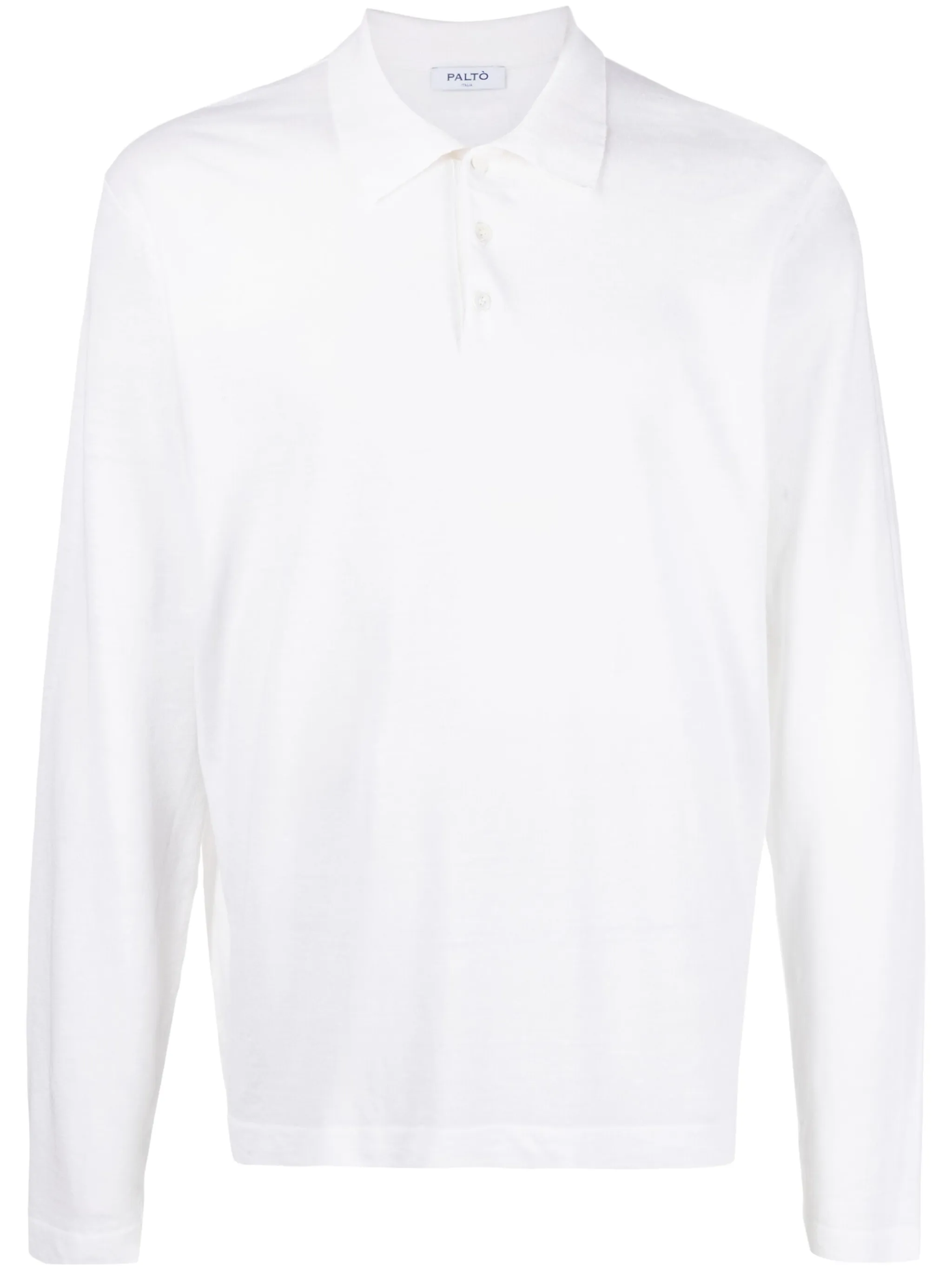 long-sleeved cotton-linen polo shirt - Image 1