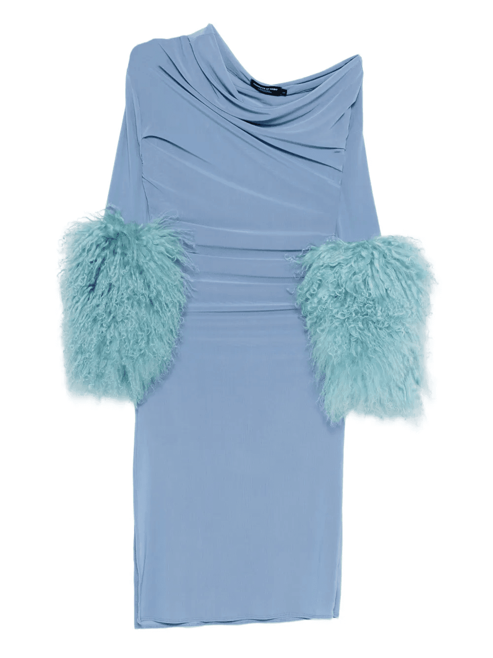 fur-detail draped dress - Image 1