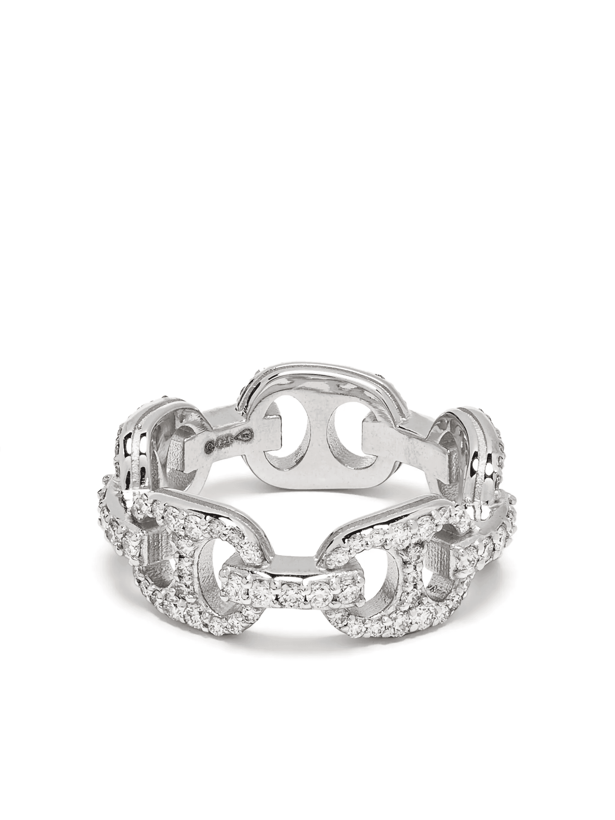 14kt white gold diamonds chain-effect ring - Image 1