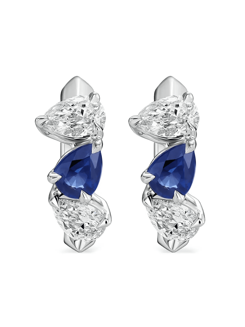 platinum diamond and sapphire huggie earrings - Image 1