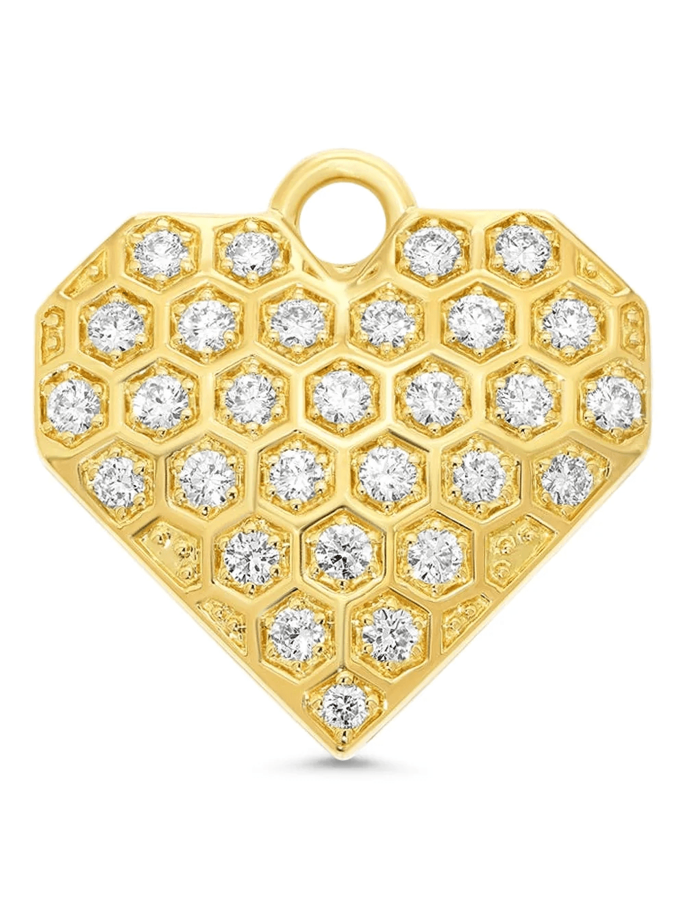 18K yellow gold heart-pendant diamond charm - Image 1