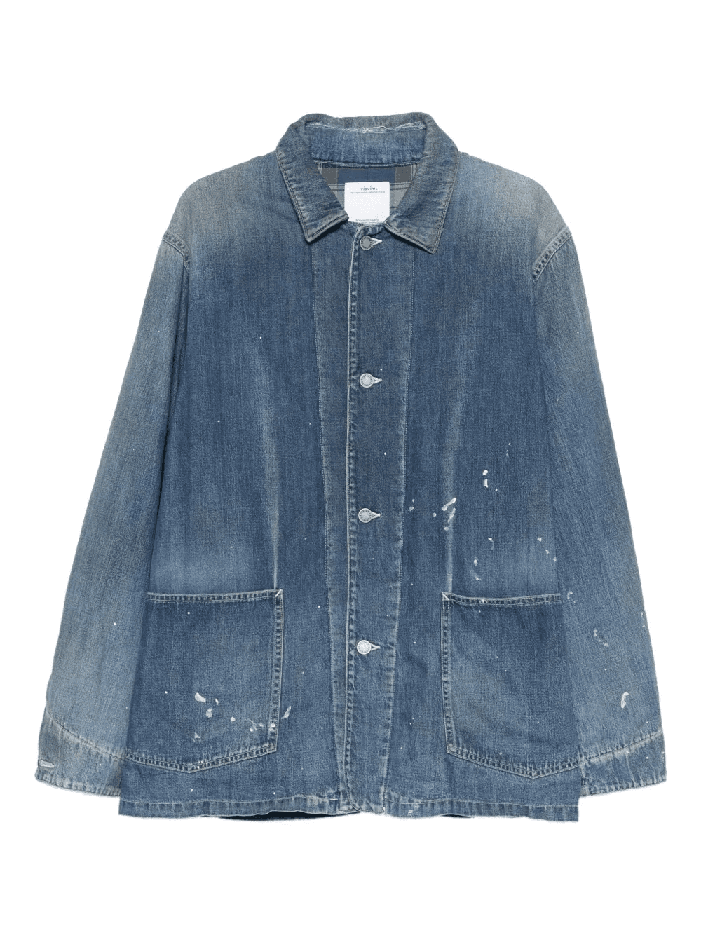 patch-pocket denim overcoat - Image 1
