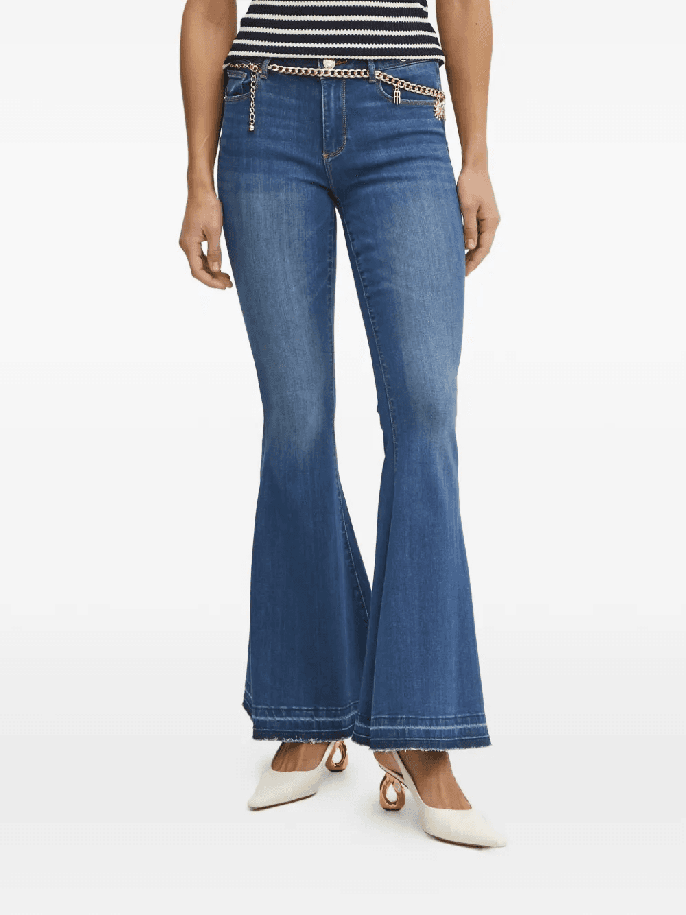 frayed flared cotton jeans - Image 1