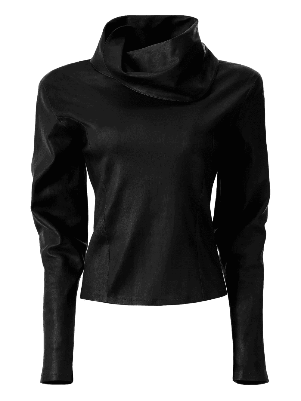 cowl-neck leather top - Image 1