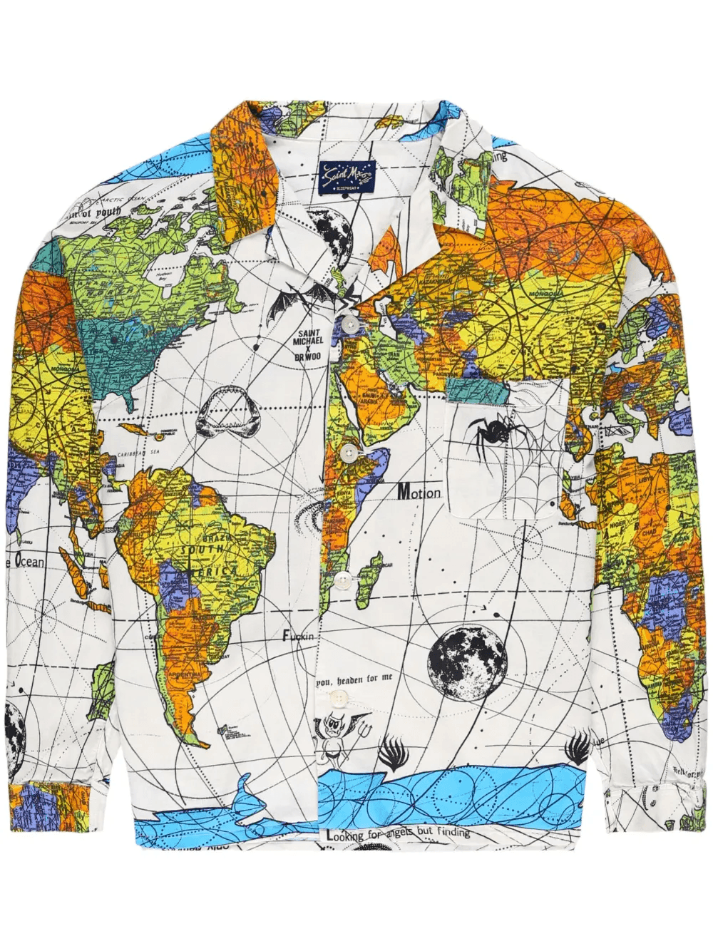 World Map notched-collar shirt - Image 1