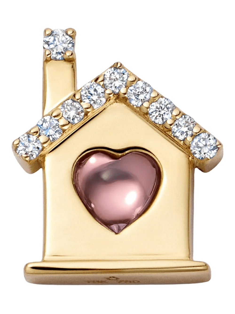 18K yellow gold Home diamond and sapphire charm - Image 1