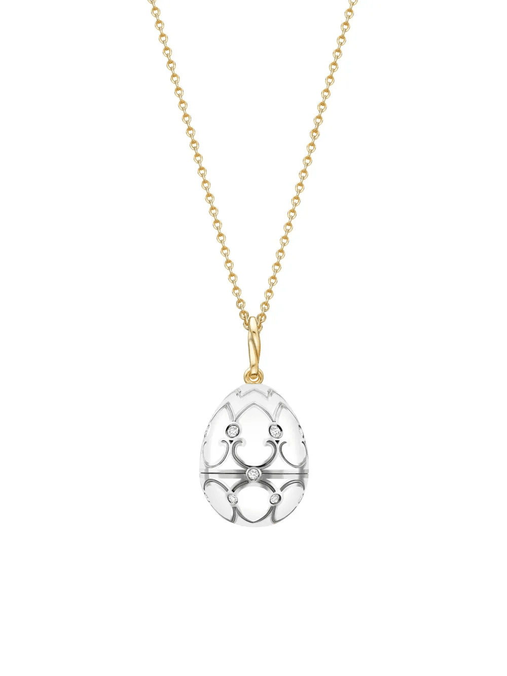 18kt yellow and white gold Heritage Seal Pup Surprise diamonds locket necklace - Image 1