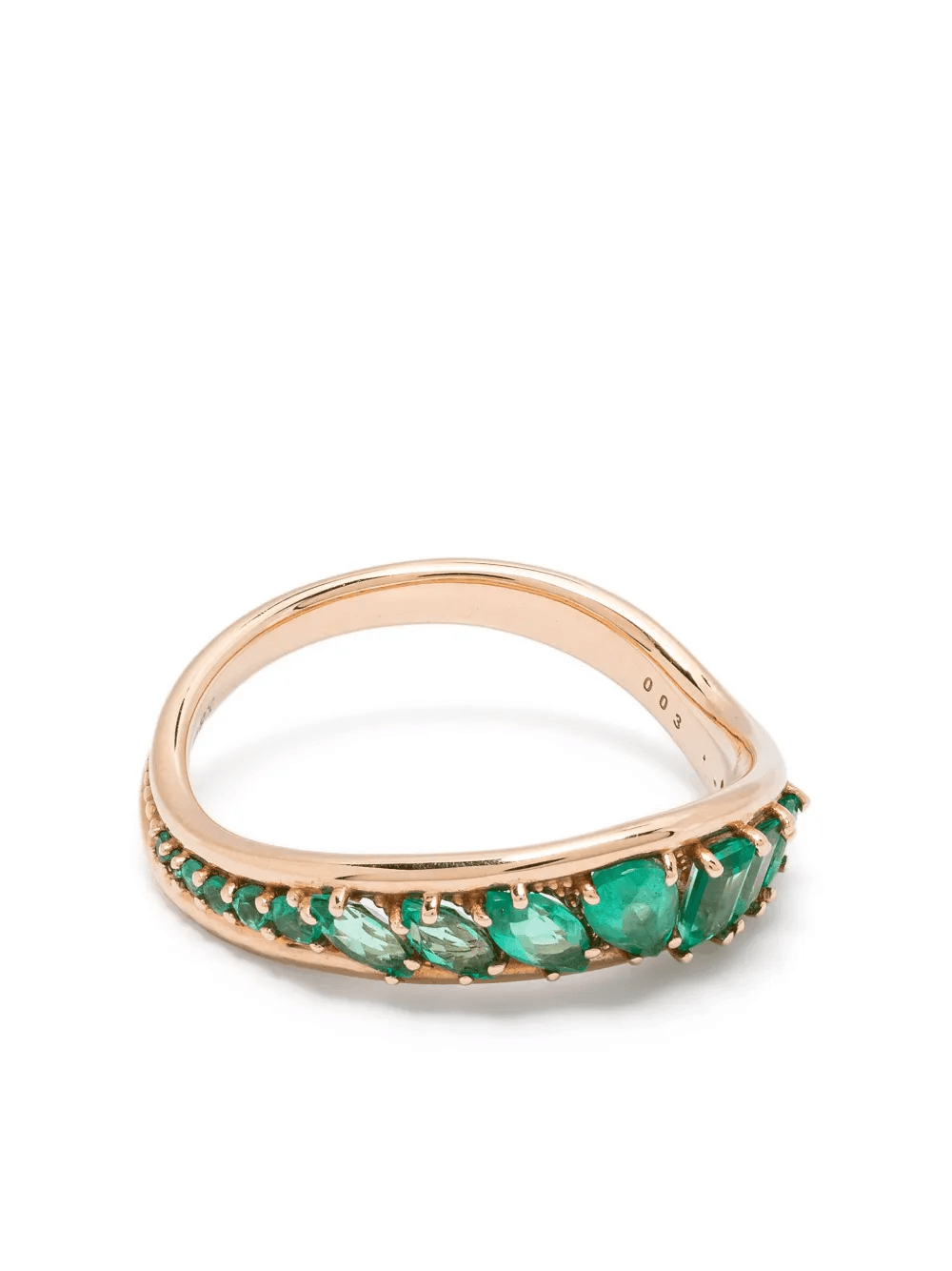 18kt rose gold Stream Wave emerald ring - Image 1