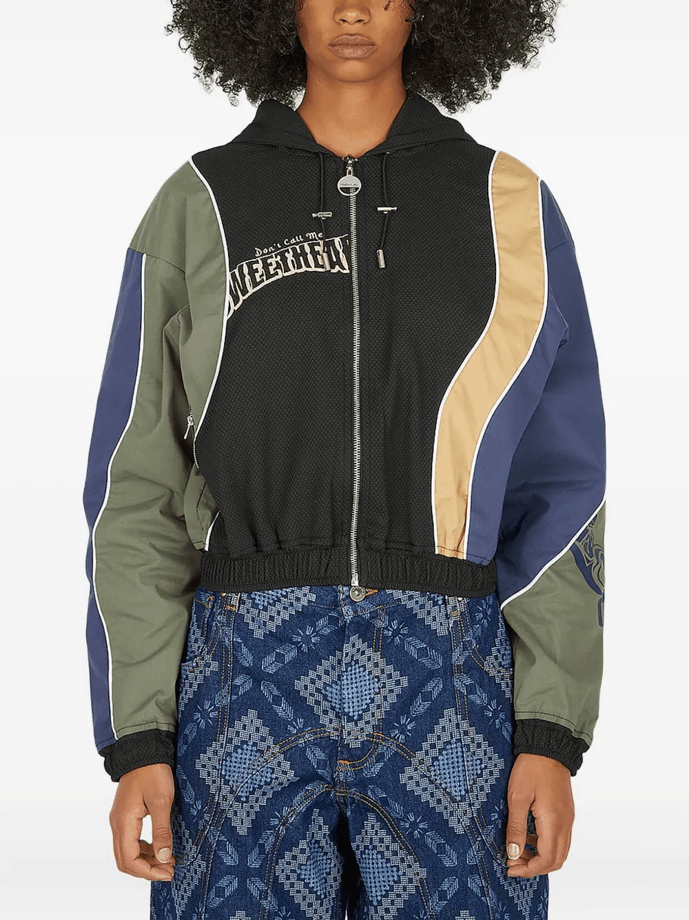 drawstring-hood panelled bomber jacket - Image 1