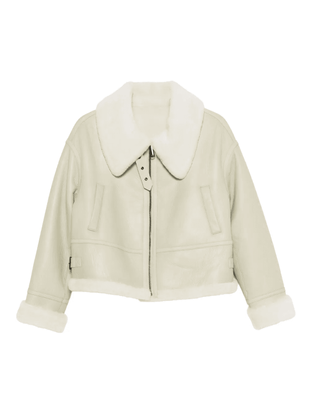 shearling biker jacket - Image 1