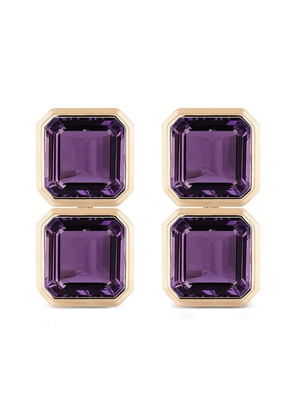 18K yellow gold Two Row Manhattan amethyst earrings - Image 1