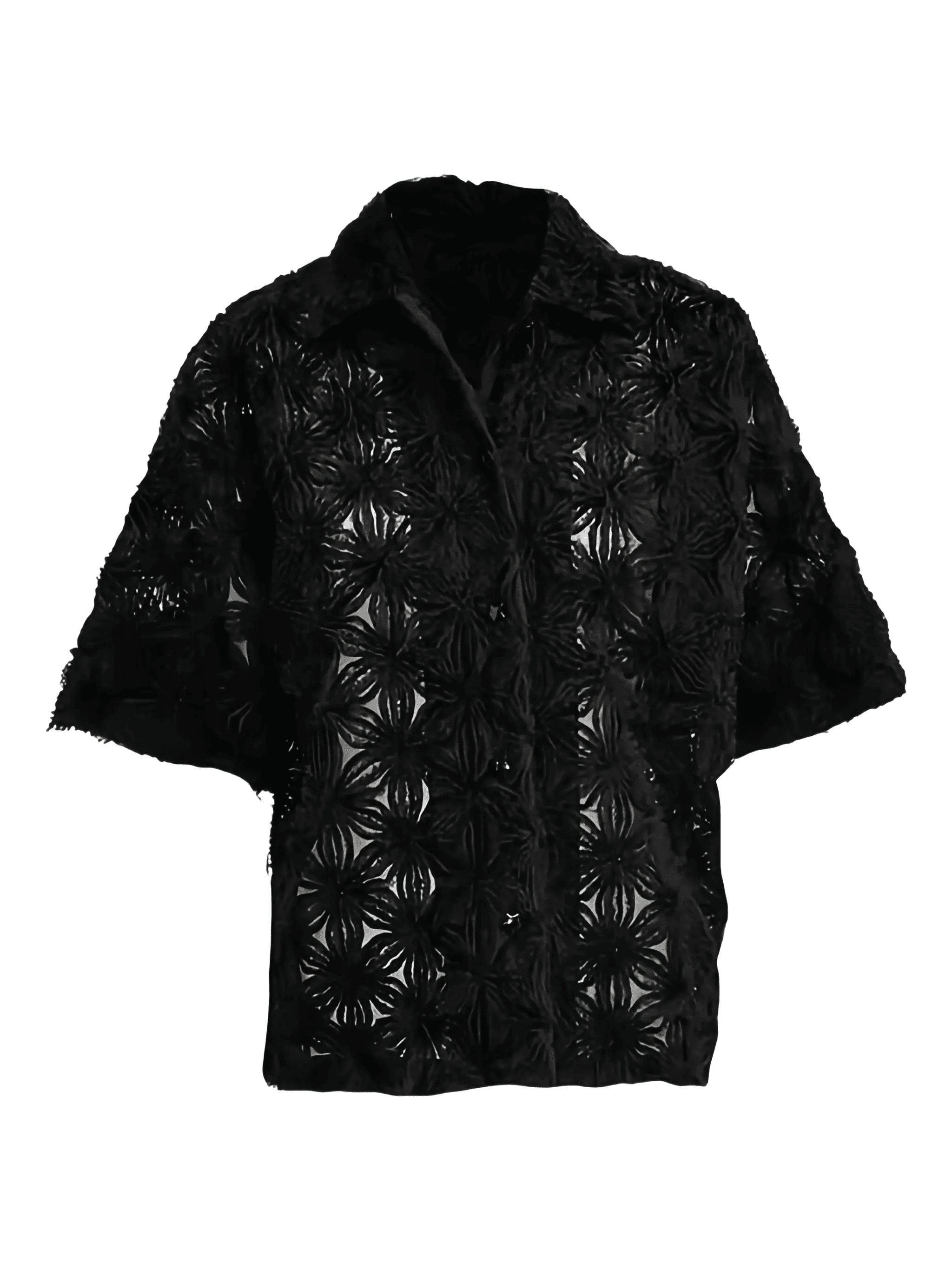 flower-motif short-sleeve shirt - Image 1