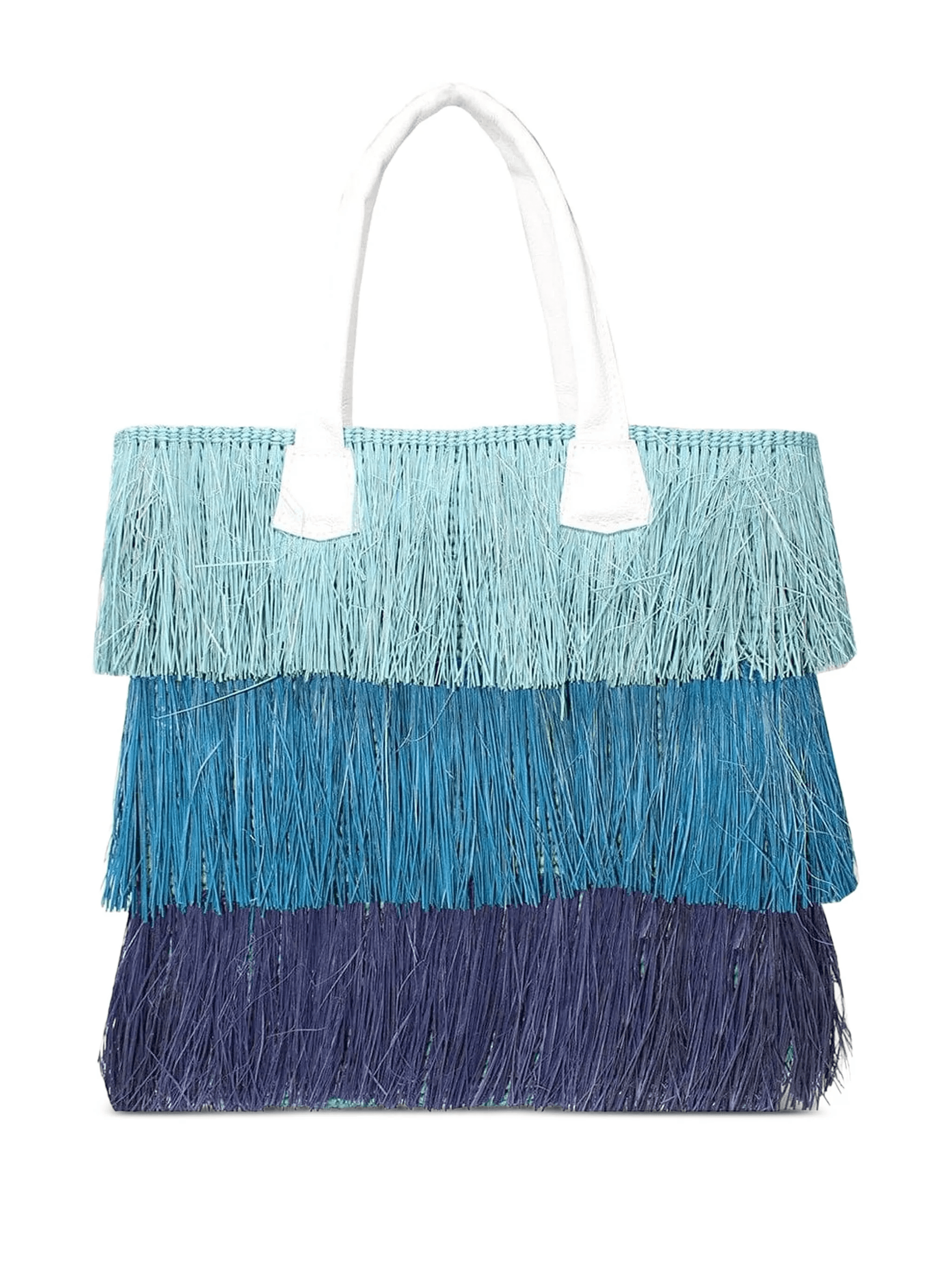 fringed three-tone tote bag - Image 1