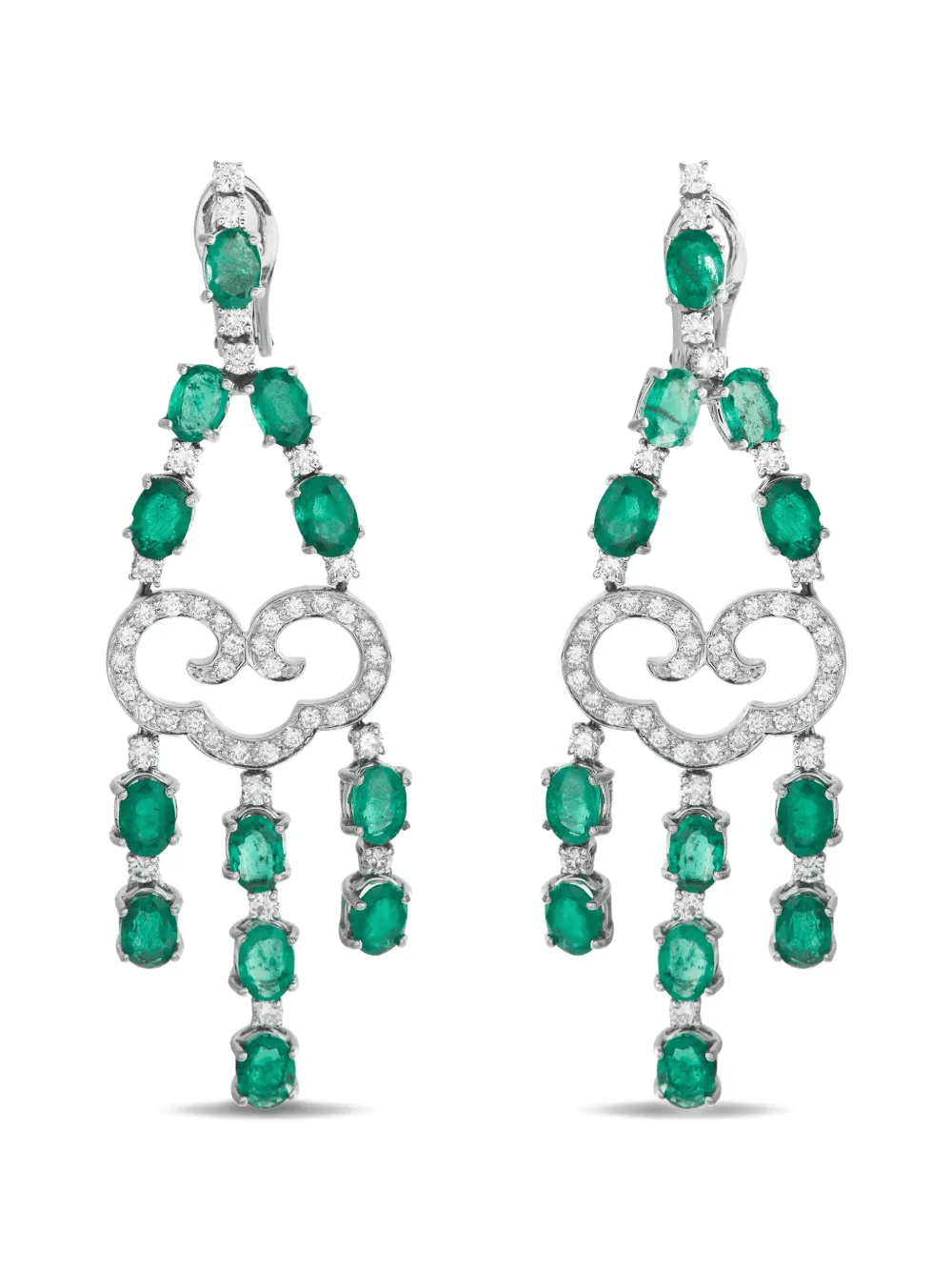diamond and emerald dangle-earrings - Image 1