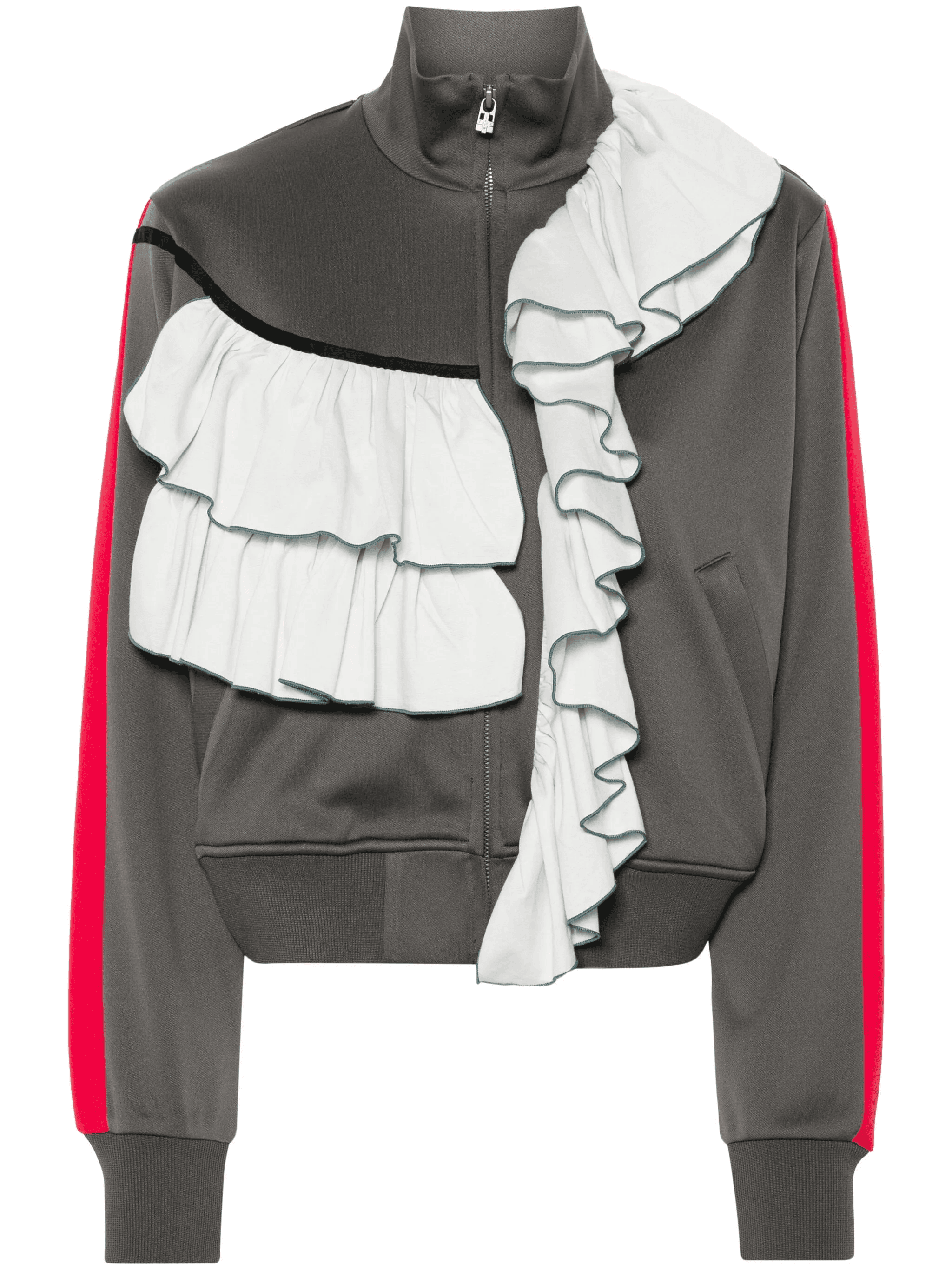 ruffled striped zipped jacket - Image 1