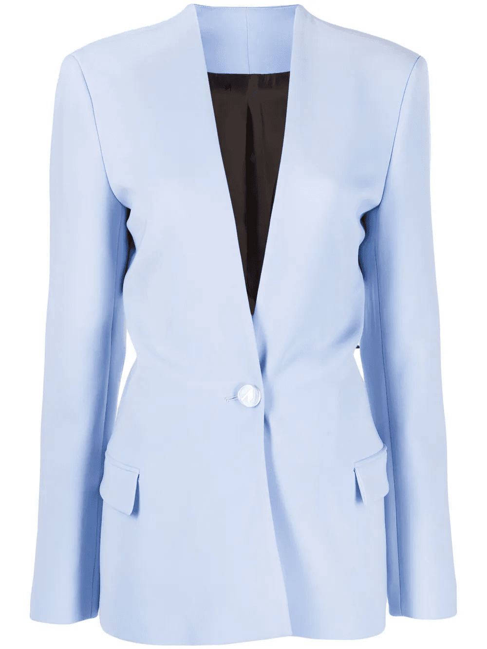collarless single-breasted blazer - Image 1