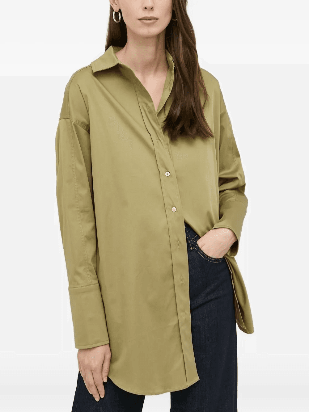 long-sleeve curved-hem shirt - Image 1