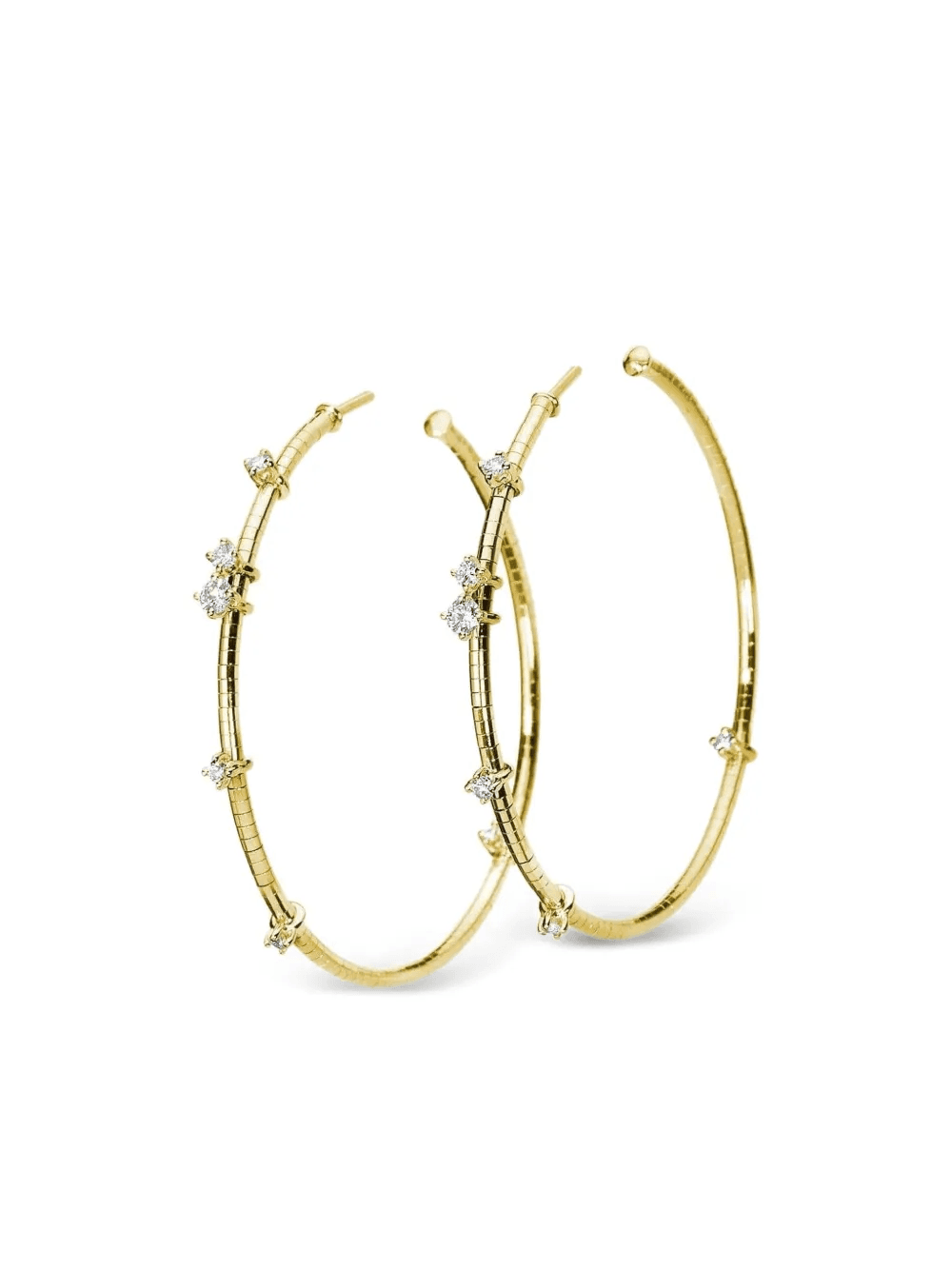18K yellow gold Rugiada diamonds hoop earrings - Image 1