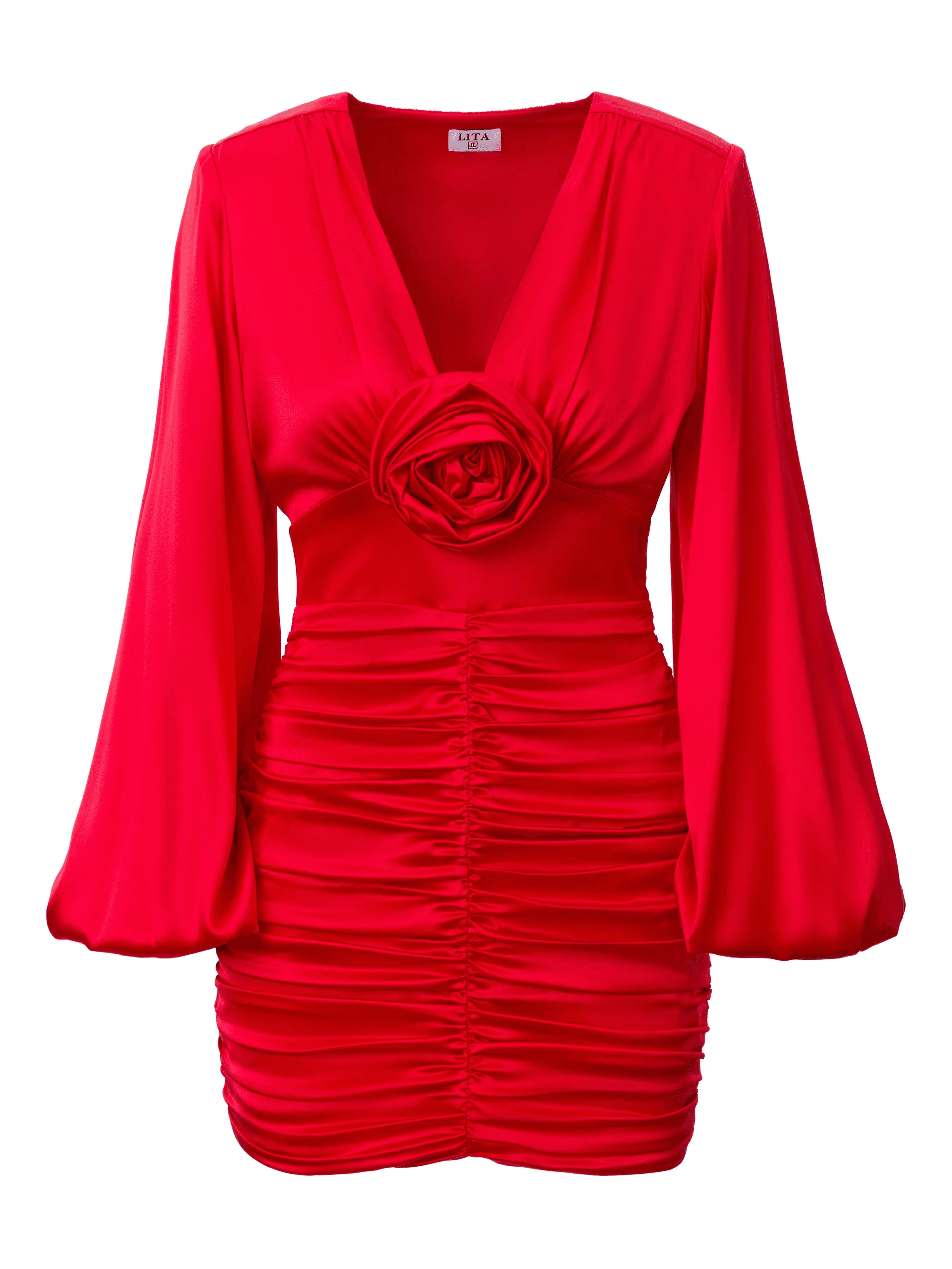 Rue V-neck rose-detail mini dress - Image 1