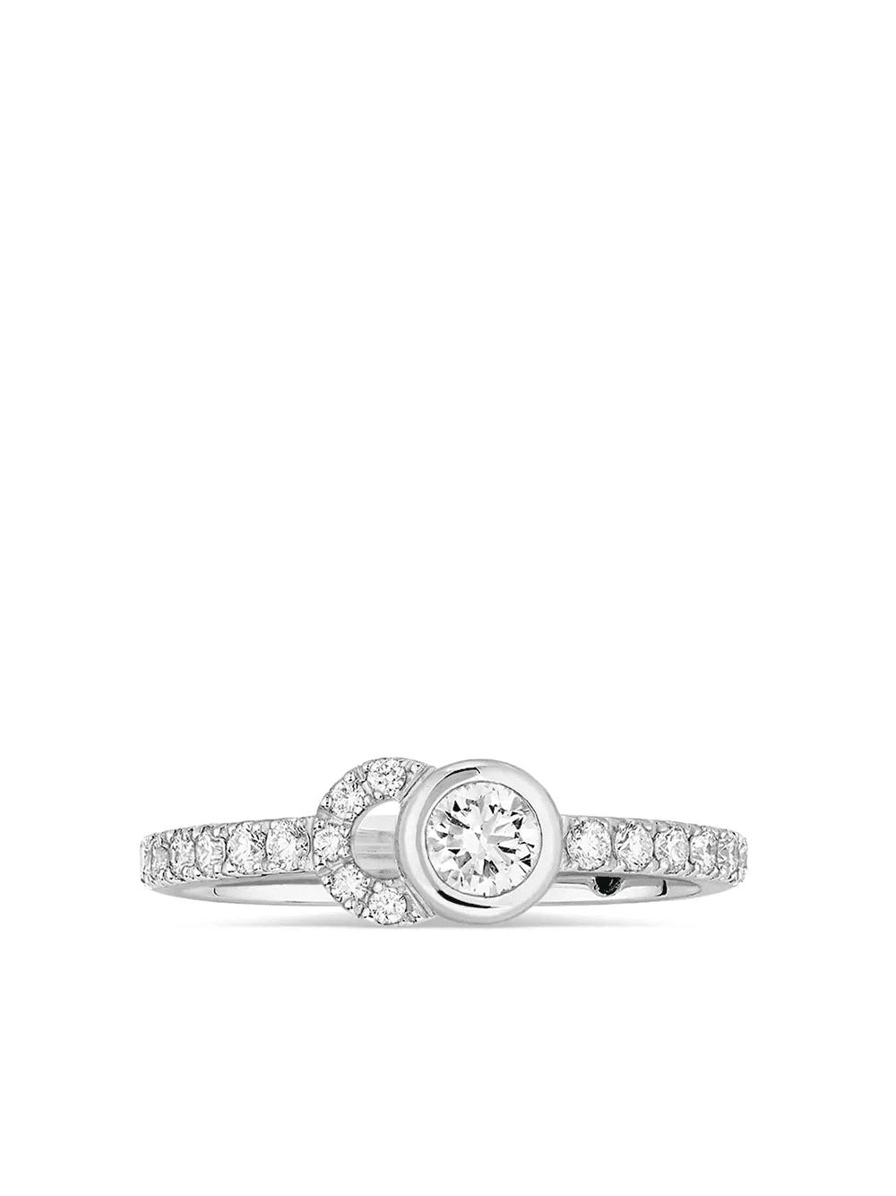 18kt recycled white gold CO half-pavé laboratory-grown diamond set ring - Image 1