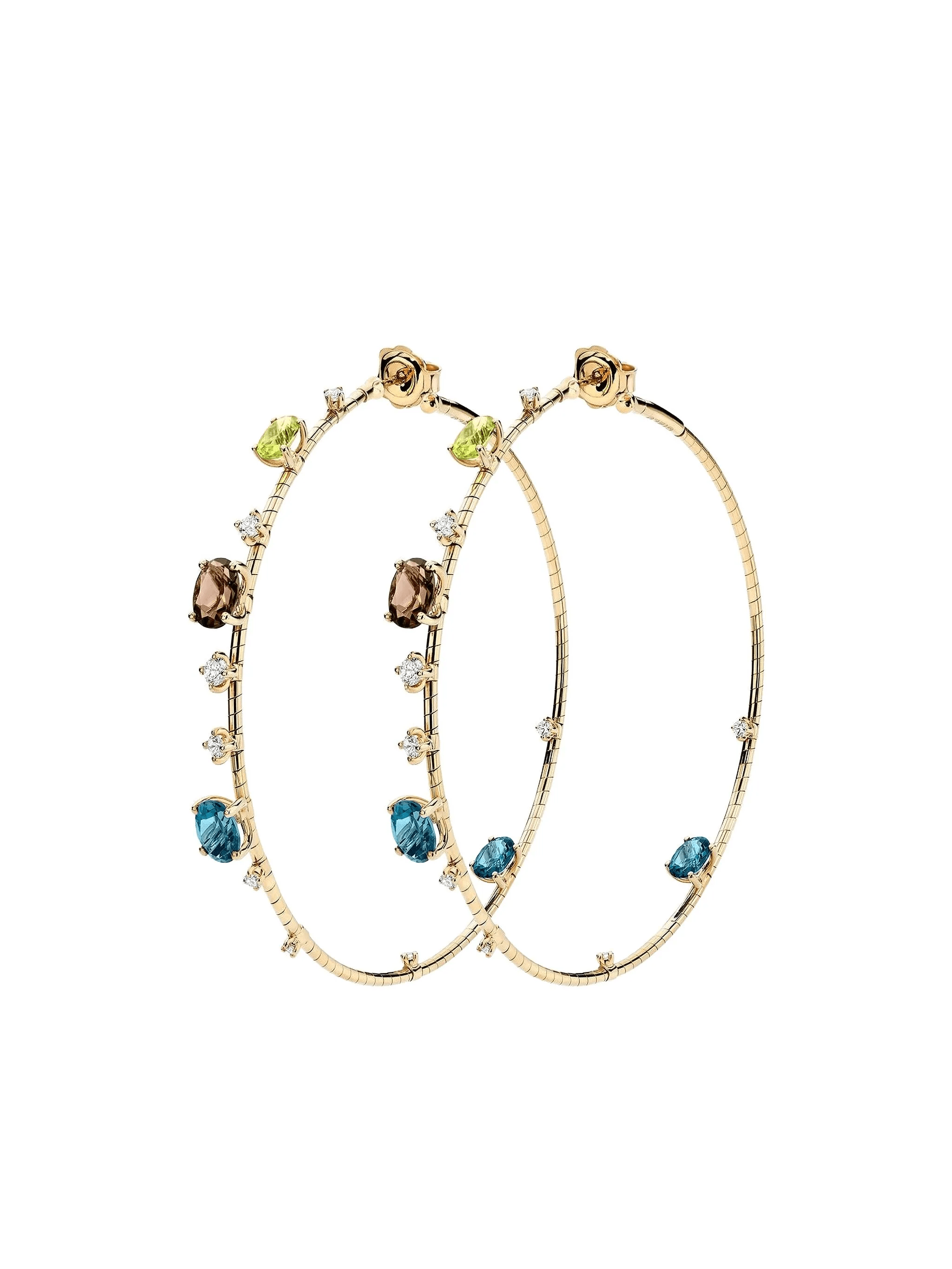 Yellow Gold Peridot Topaz Hoop Earrings - Image 1