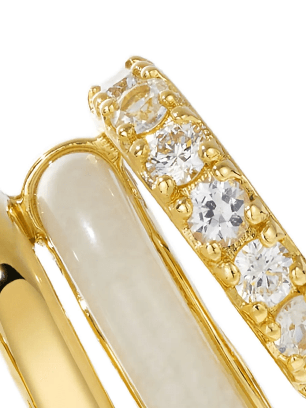 14K gold diamond and jasper stack earrings - Image 1