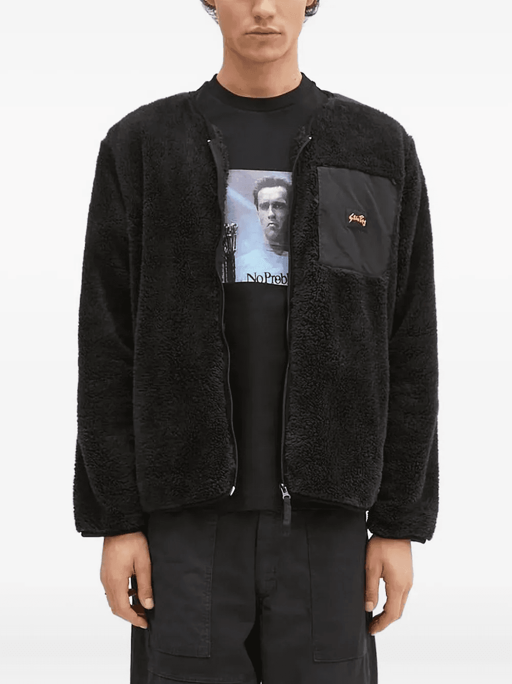 fleece panelled jacket - Image 1