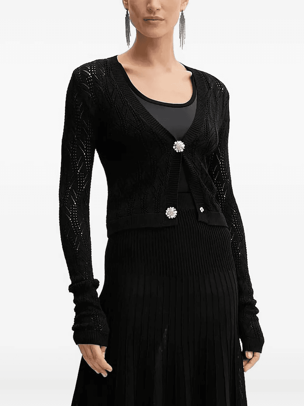 lace-insert button cardigan - Image 1