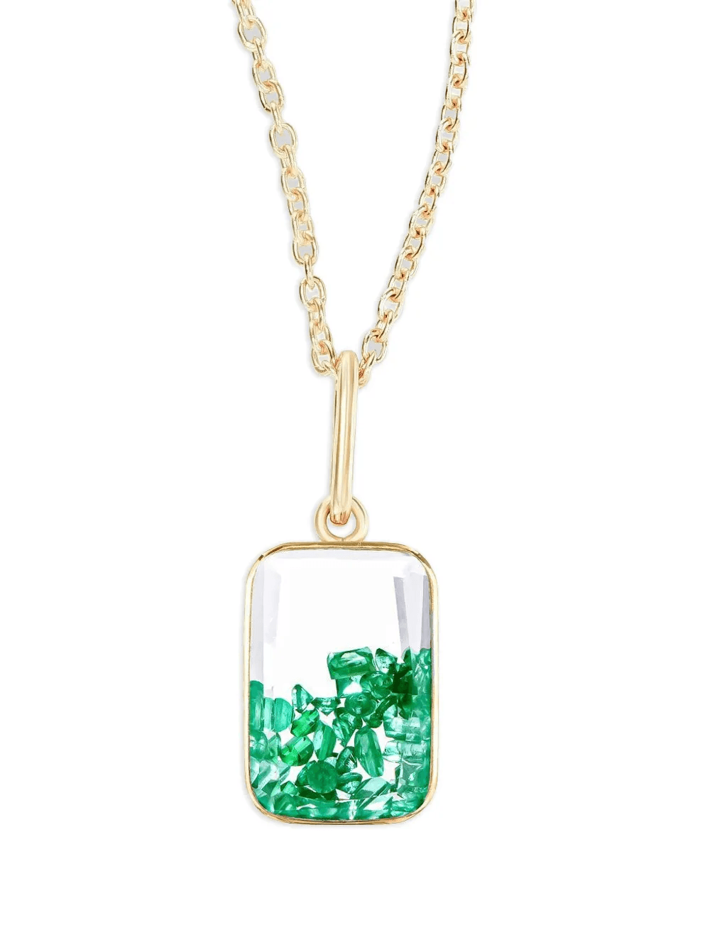 18K yellow gold emerald and sapphire necklace - Image 1