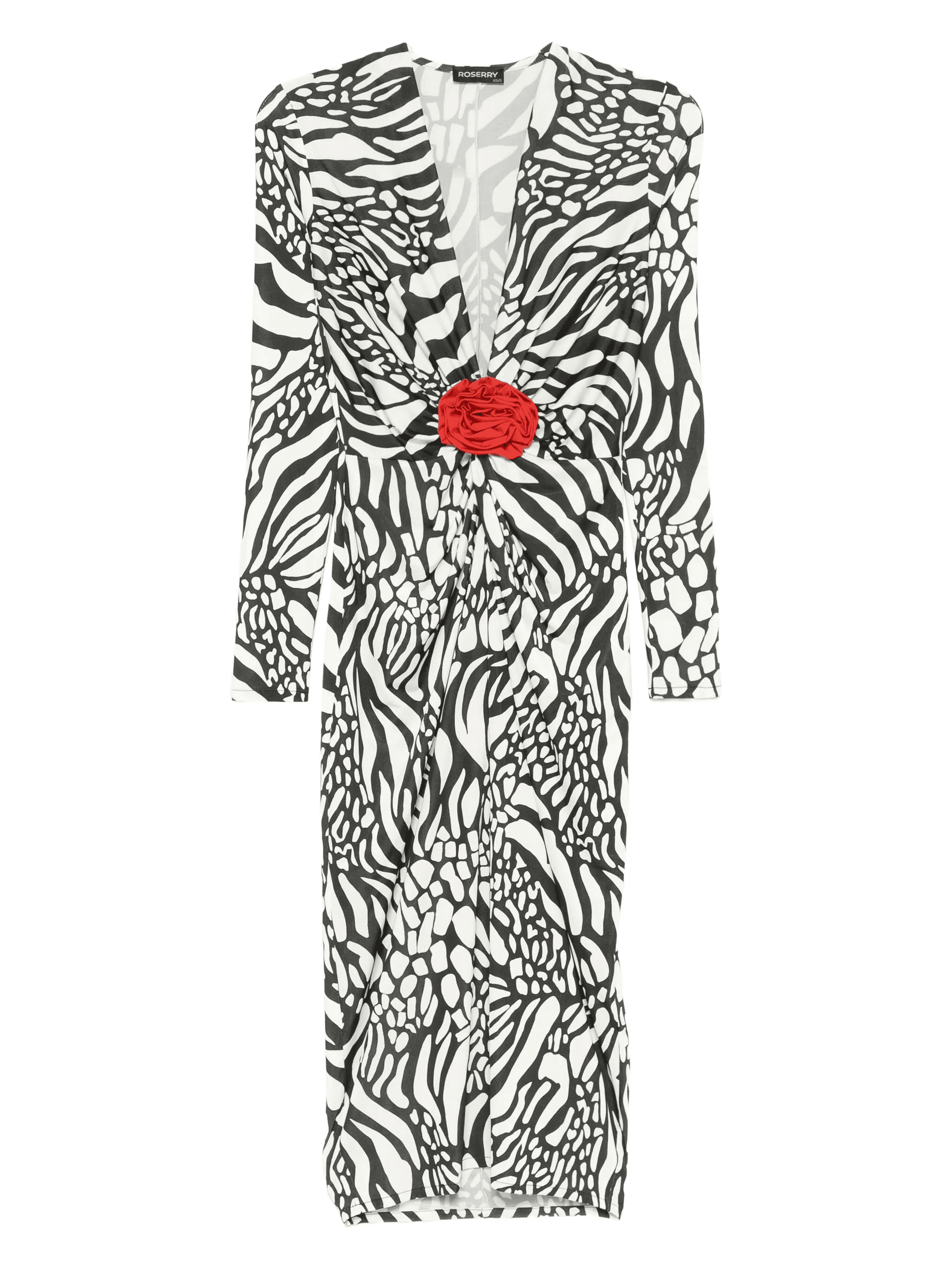 Malllorca rose-embellished zebra-print midi dress - Image 1
