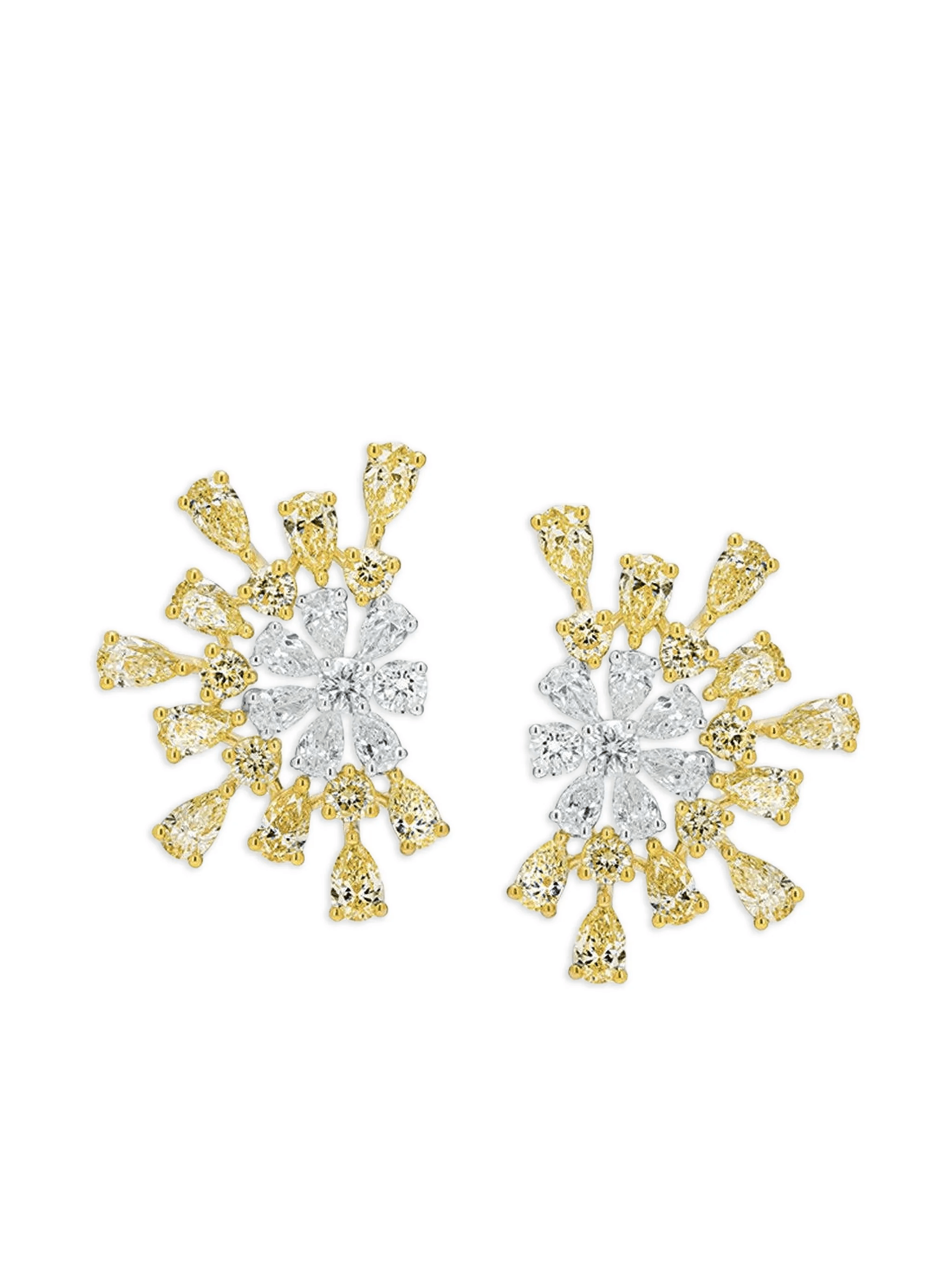 18K yellow gold Flower diamond earrings - Image 1