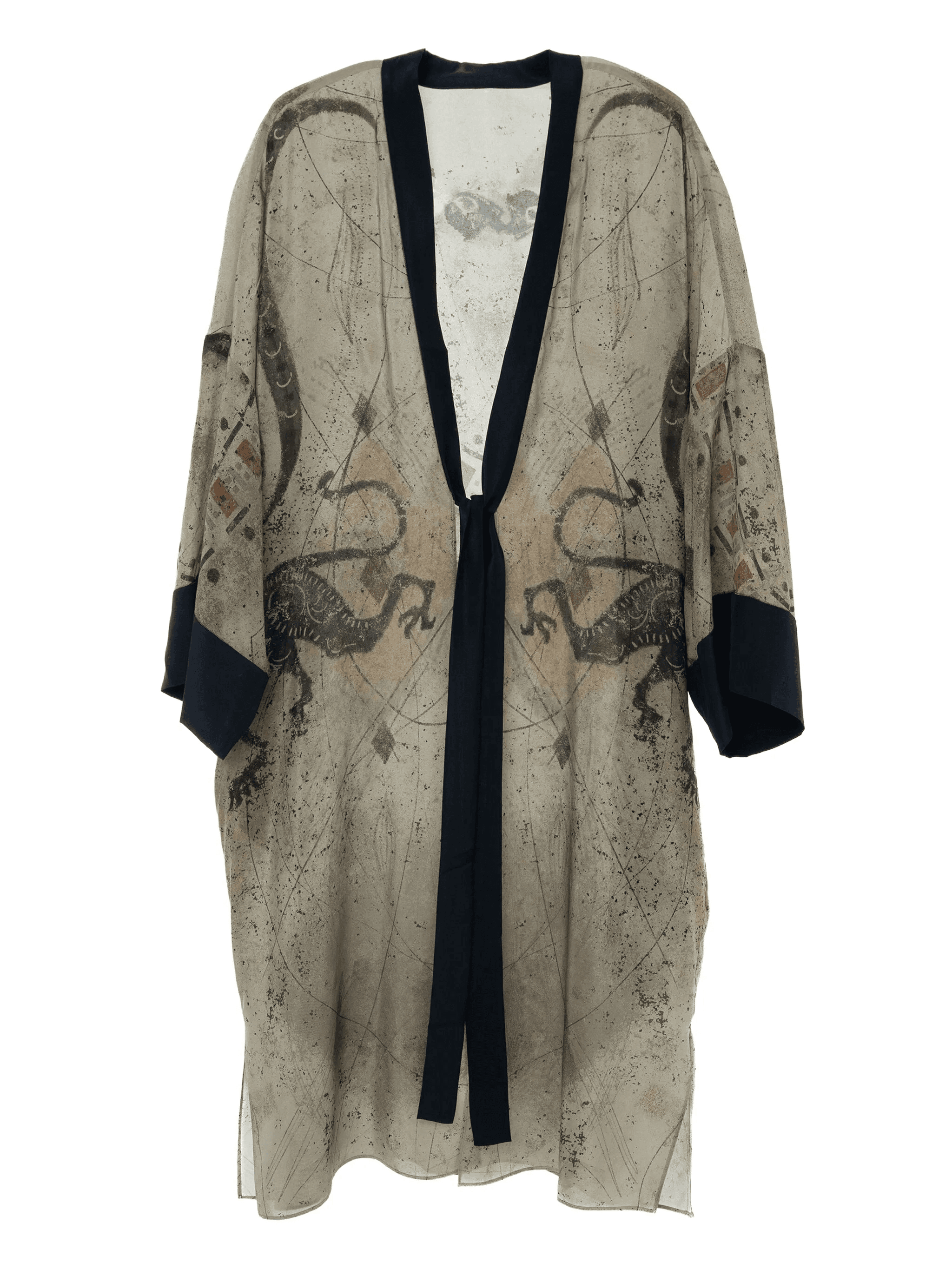 dragon-print silk coat - Image 1