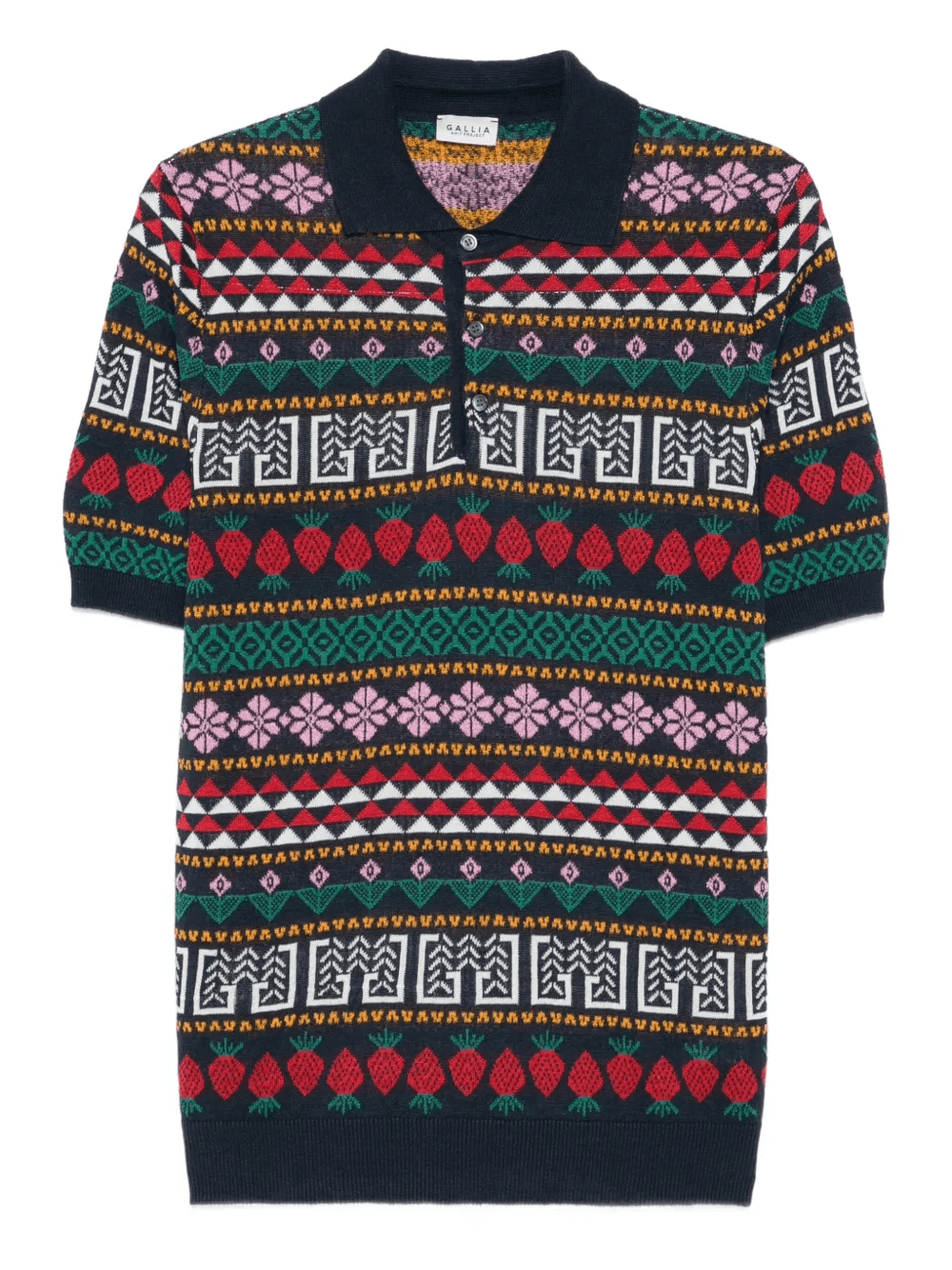 geometric-pattern polo shirt - Image 1