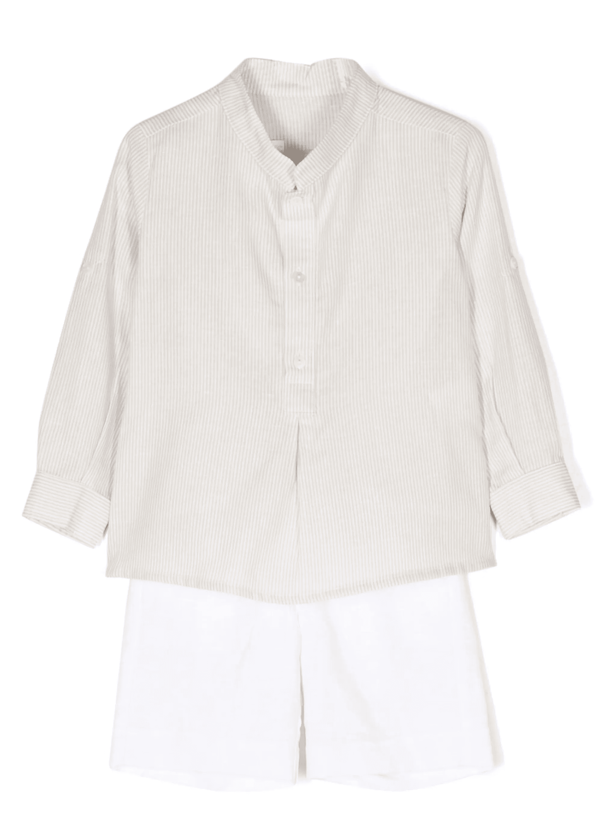 pinstriped linen-cotton shirt and shorts set - Image 1