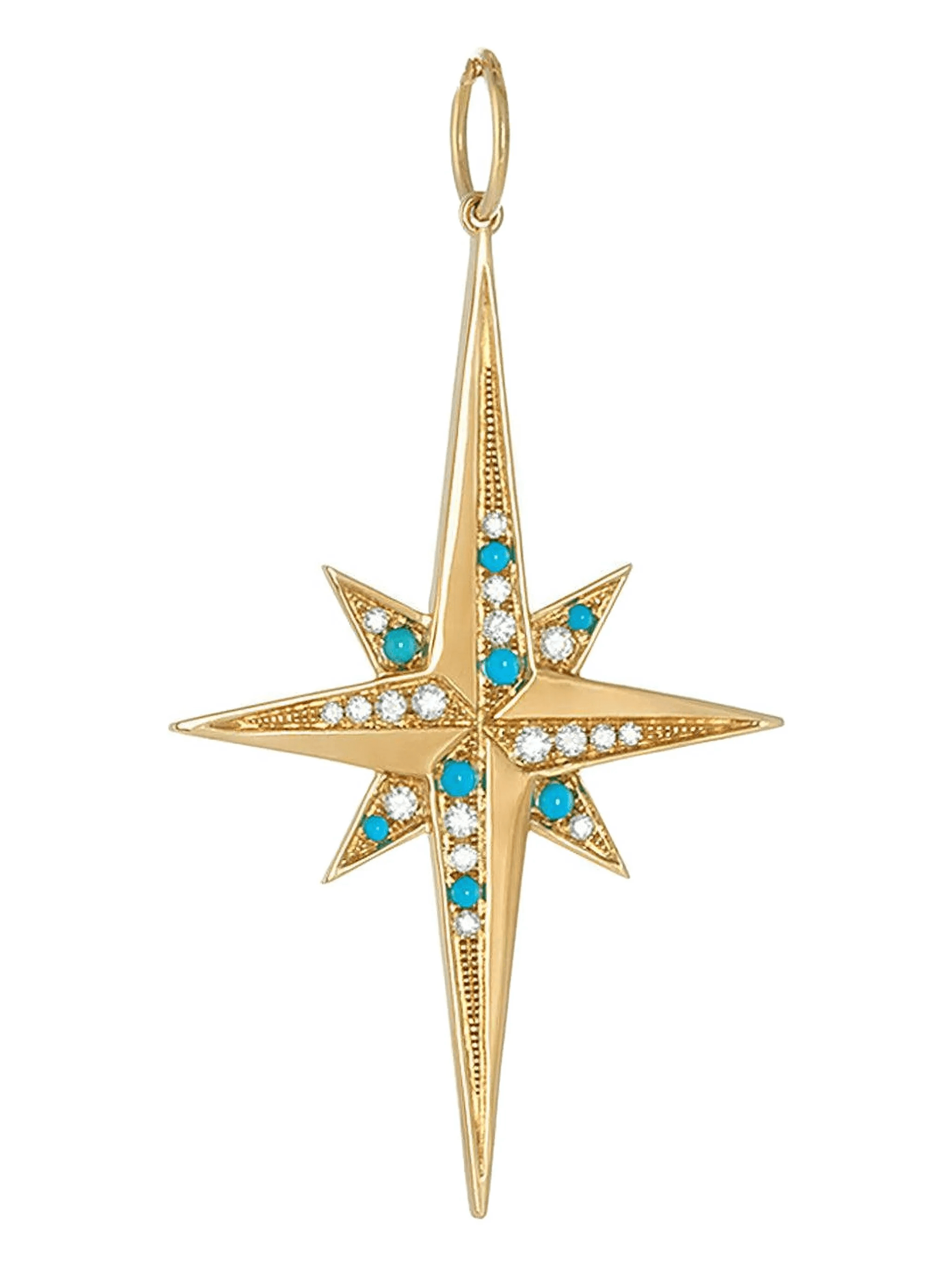 18K yellow gold Stellar turquoise and diamond pendant - Image 1