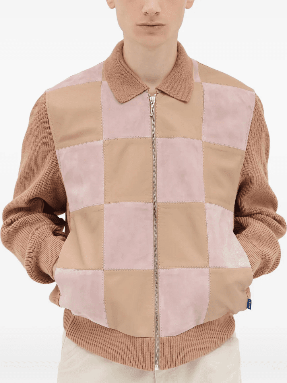 knitted-panel suede jacket - Image 1