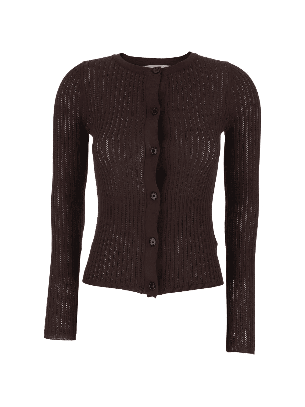 crew-neck ribbed cardigan - Image 1