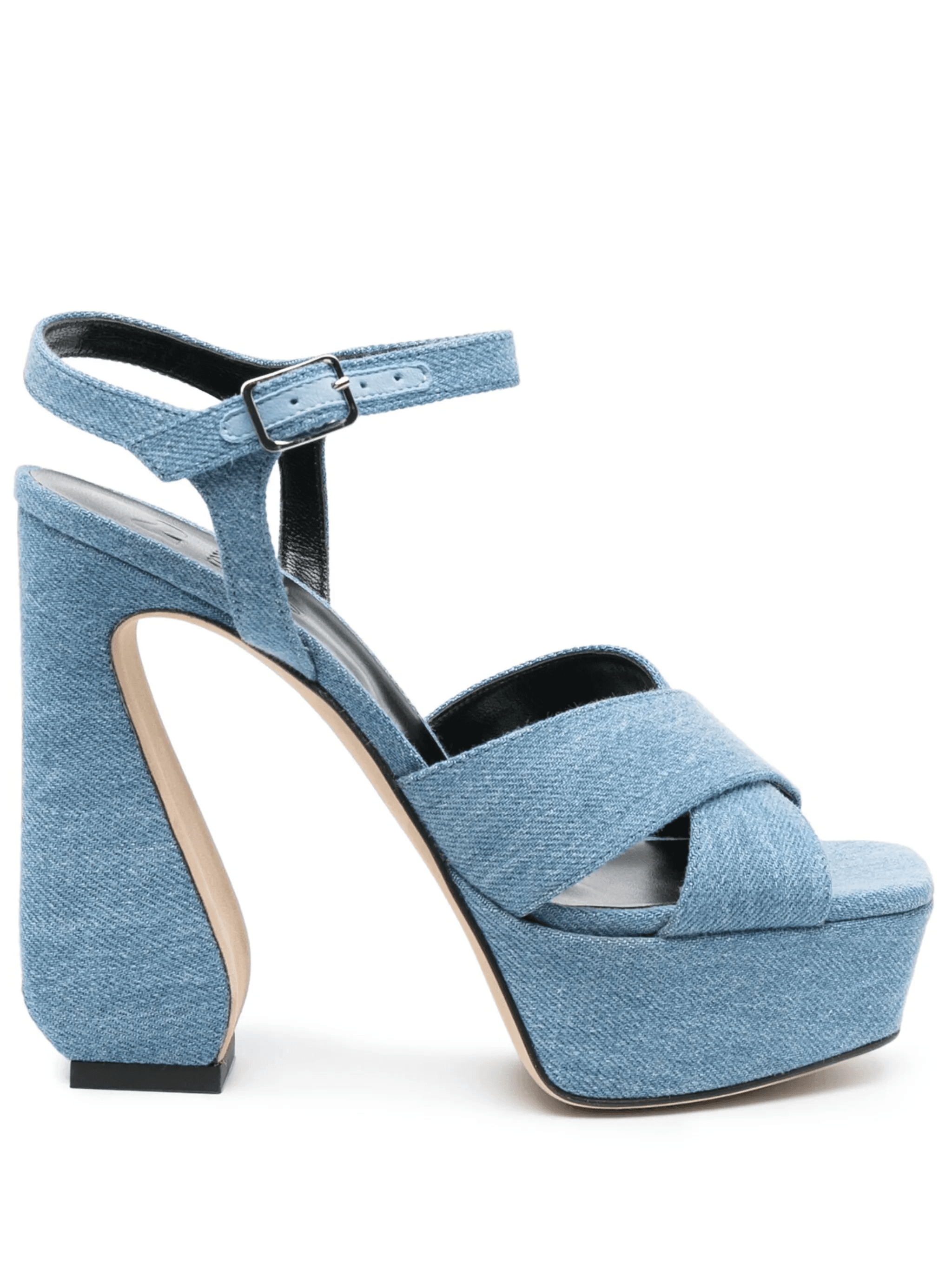 47mm sculpted-heel denim sandals - Image 1